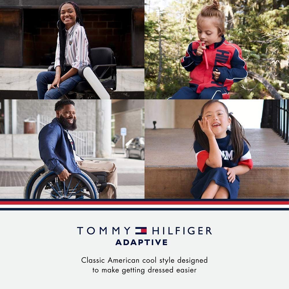 Tommy Hilfiger womens T Shirt with Magnetic Buttons Signature Stripe Tee T-Shirt