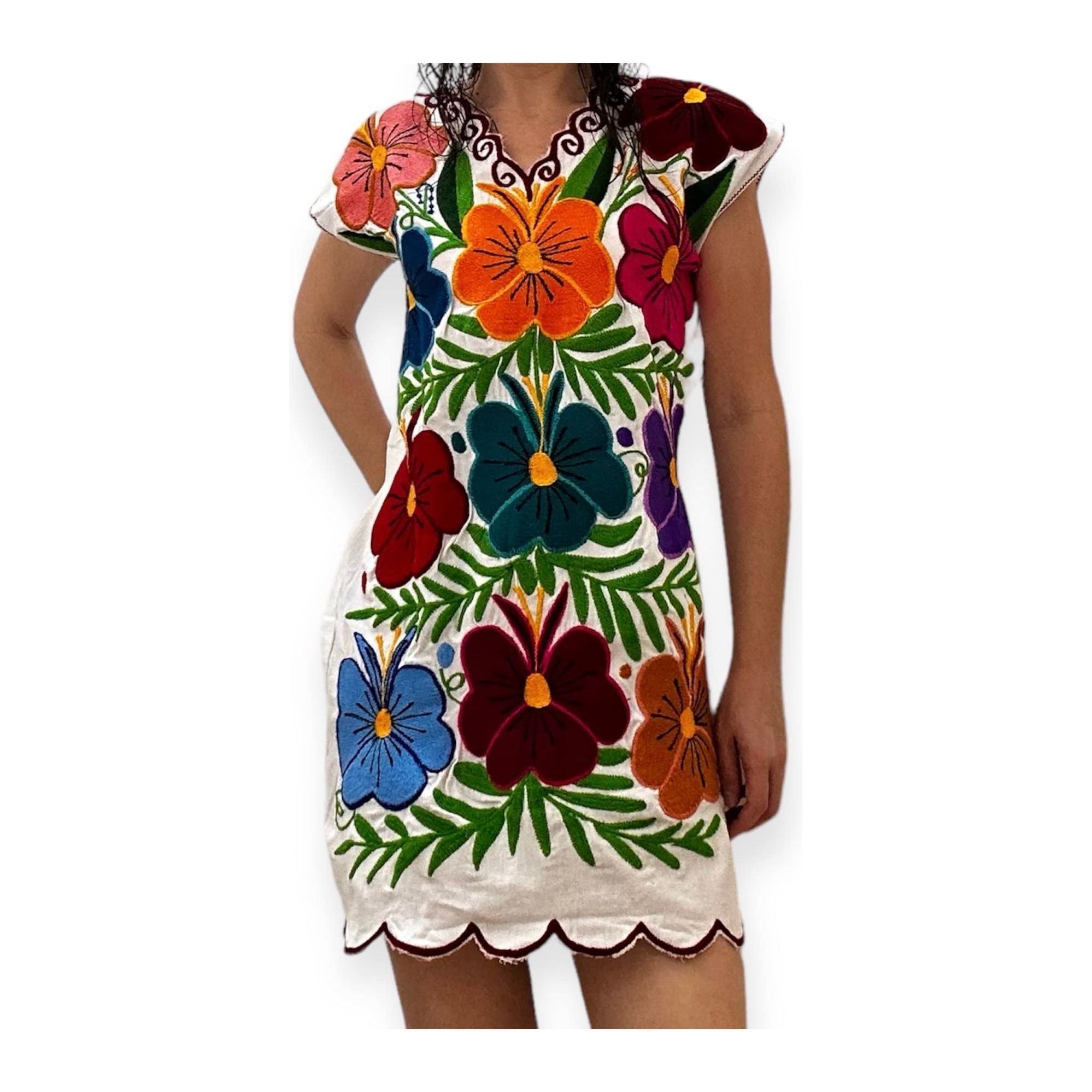 Mexican Summer Cotton Embroidered Floral Sexy Dress for Women/MEXSIKA by Linda Andrade