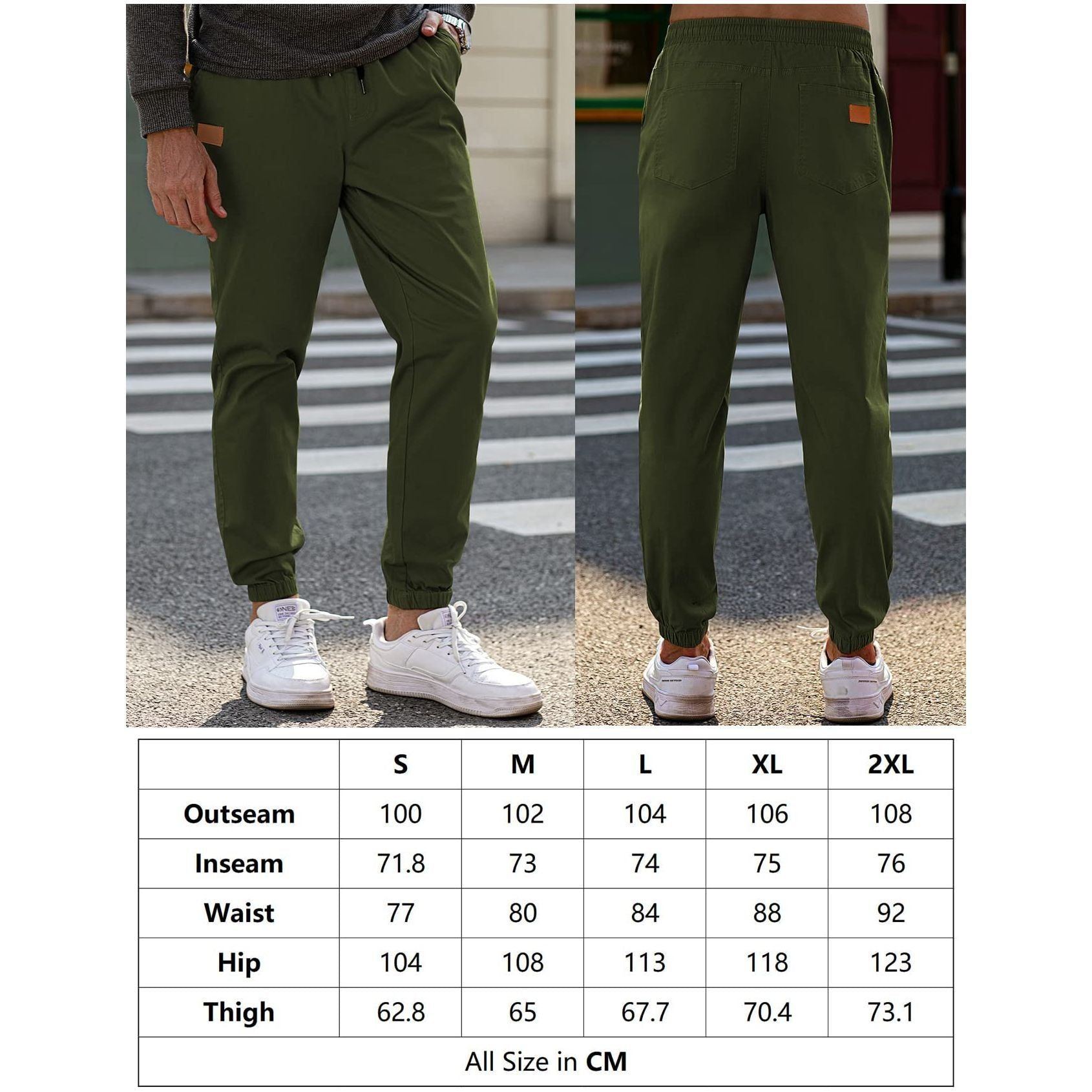 Men's Joggers Cotton Drawstring Outdoor Hiking Pants Casual Stretch Elastic Waist Track Pants Twill Jogging Sweatpants