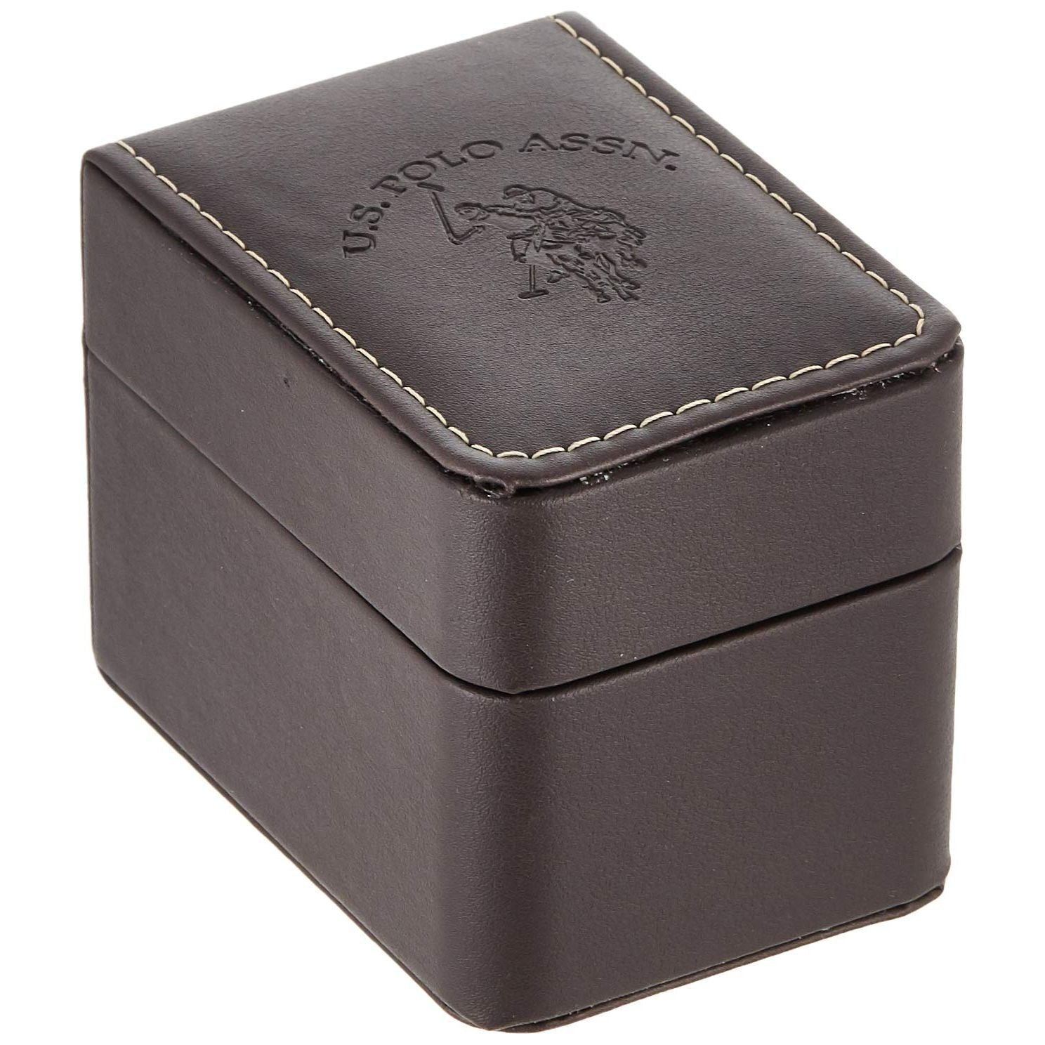 U.S. Polo Assn. Men's Silver-Toned Watch with a Black Dial, Automatic Quartz Metal/Alloy, Fold-Over-Clasp Watch - (Model: USC80515)