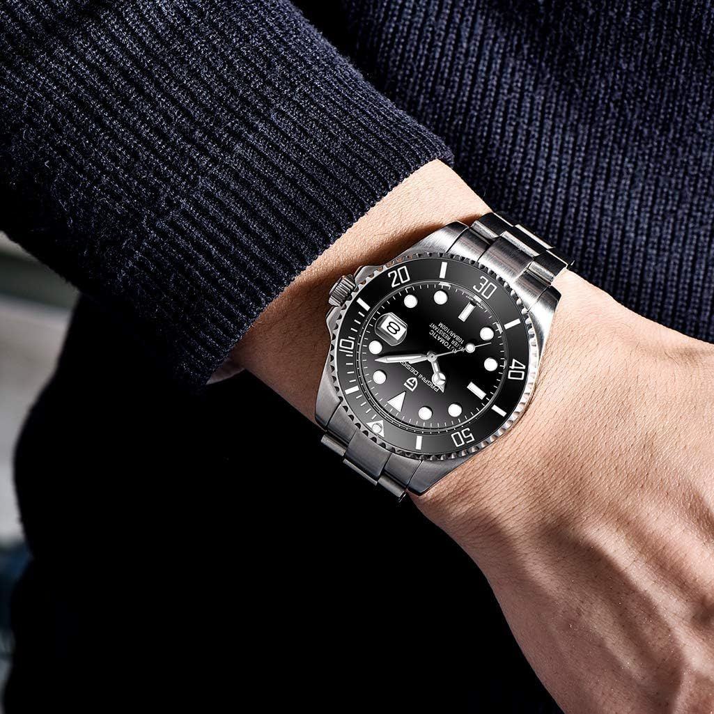 Pagani Design Men’s Automatic Mechanical Wrist Watches Japanese NH35A Self Winding Movement Stainless Steel Bracelet Ceramic Bezel 100M Waterproof Watch