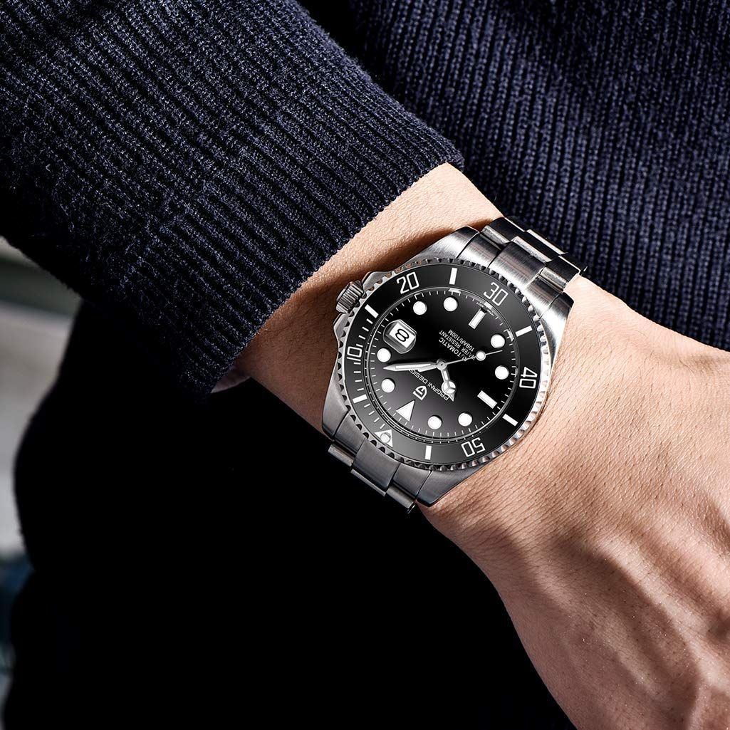 Pagani Design Men’s Automatic Mechanical Wrist Watches Japanese NH35A Self Winding Movement Stainless Steel Bracelet Ceramic Bezel 100M Waterproof Watch