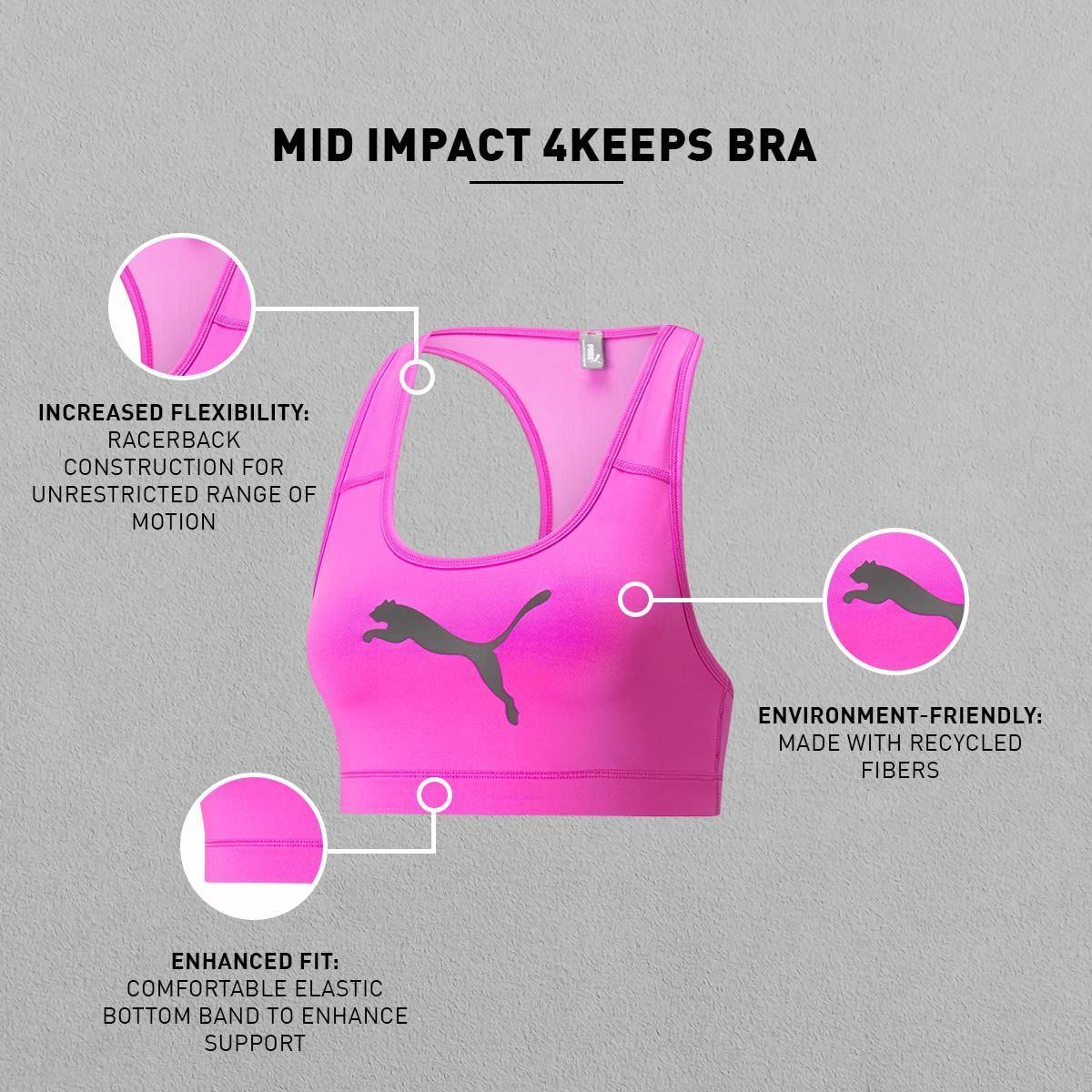 PUMA Women's Mid Impact 4Keeps Bra Underwear Top (pack of 1)