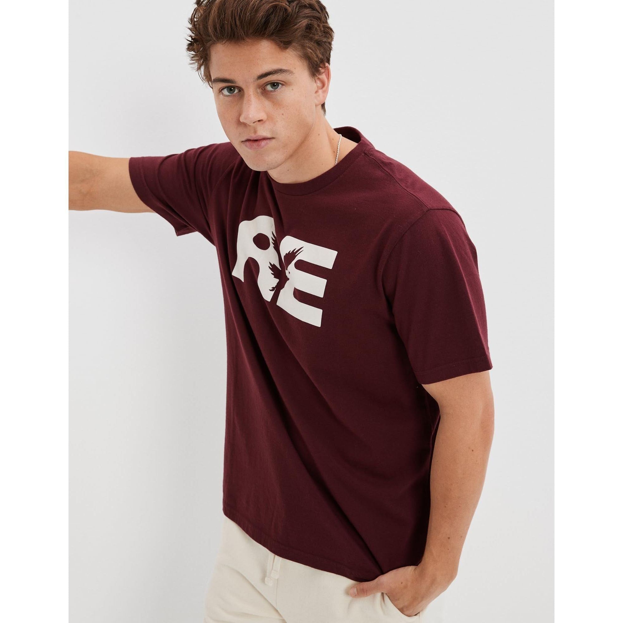 AMERICAN EAGLE Men U-0181-2869-613 Super Soft Logo Graphic T-Shirt
