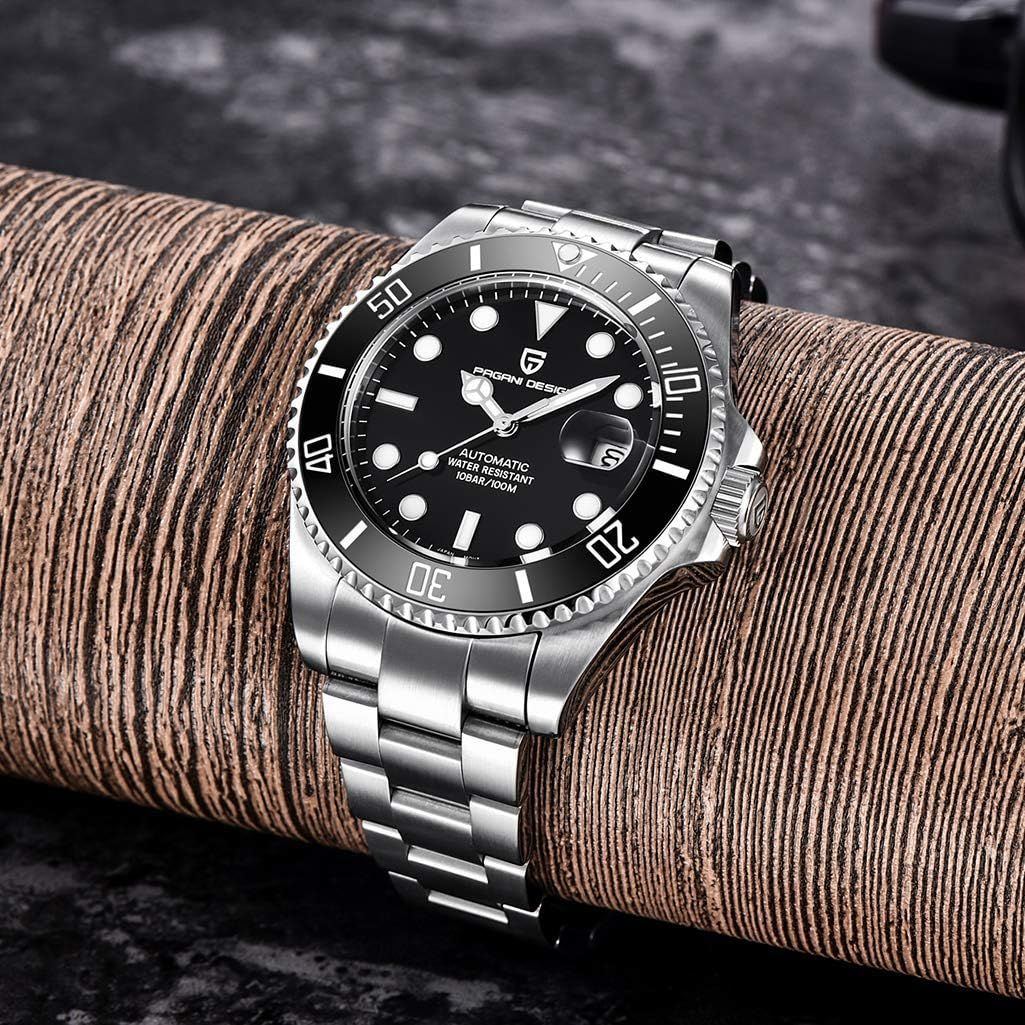 Pagani Design Men’s Automatic Mechanical Wrist Watches Japanese NH35A Self Winding Movement Stainless Steel Bracelet Ceramic Bezel 100M Waterproof Watch