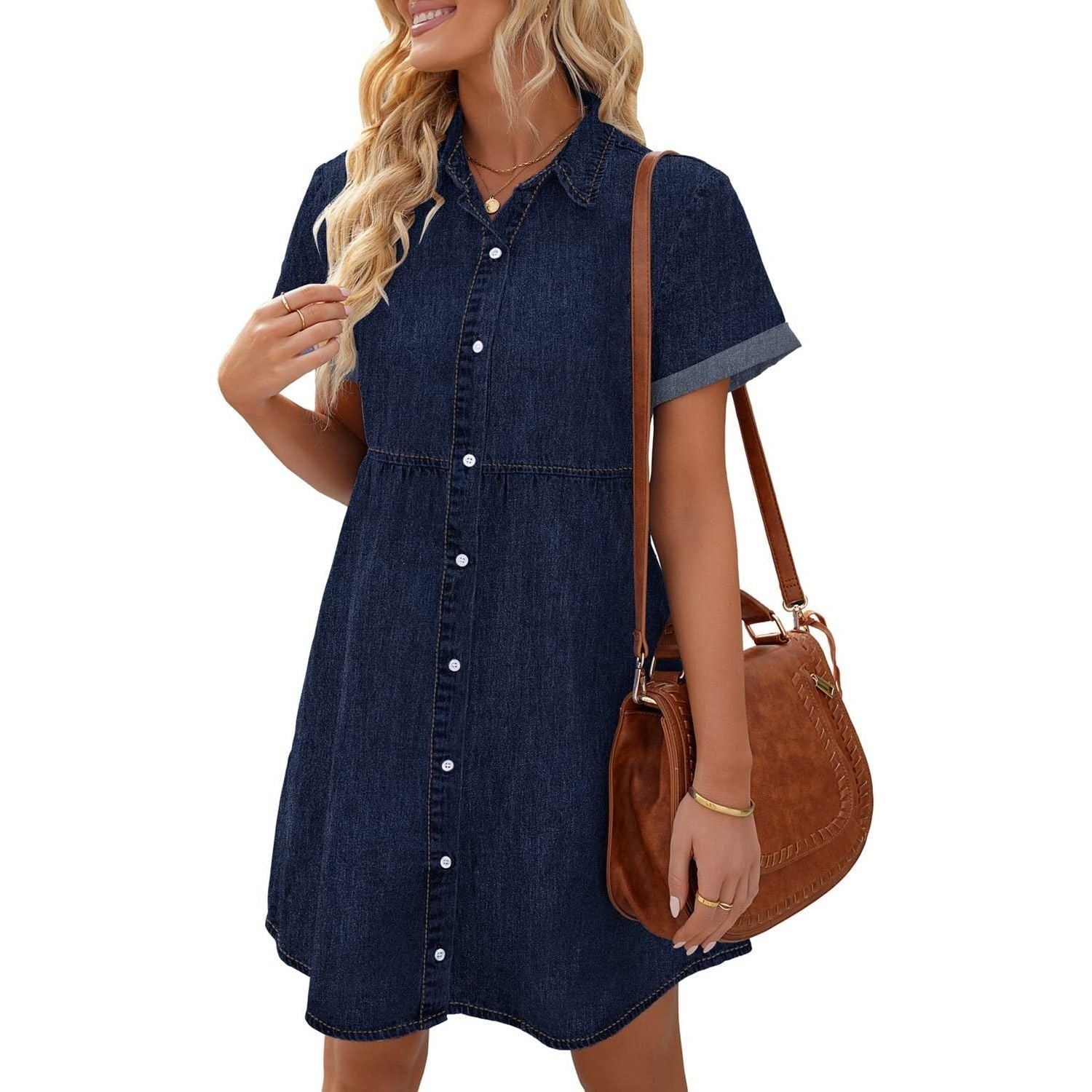 Dont Tie Me Down Puff Sleeve Babydoll Denim Dress