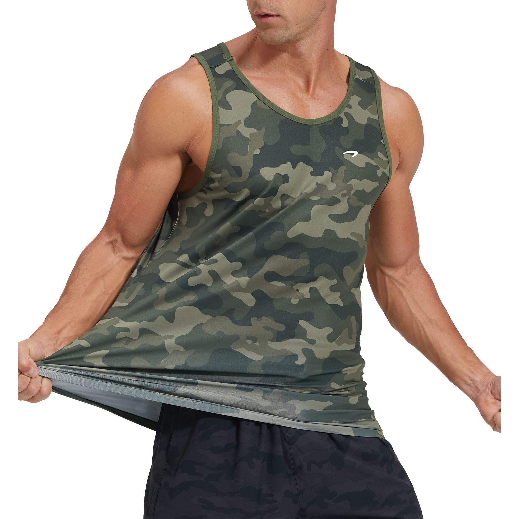 KPSUN Men's Quick Dry Tank Tops Fitness Workout Running Performance Sleeveless Shirts