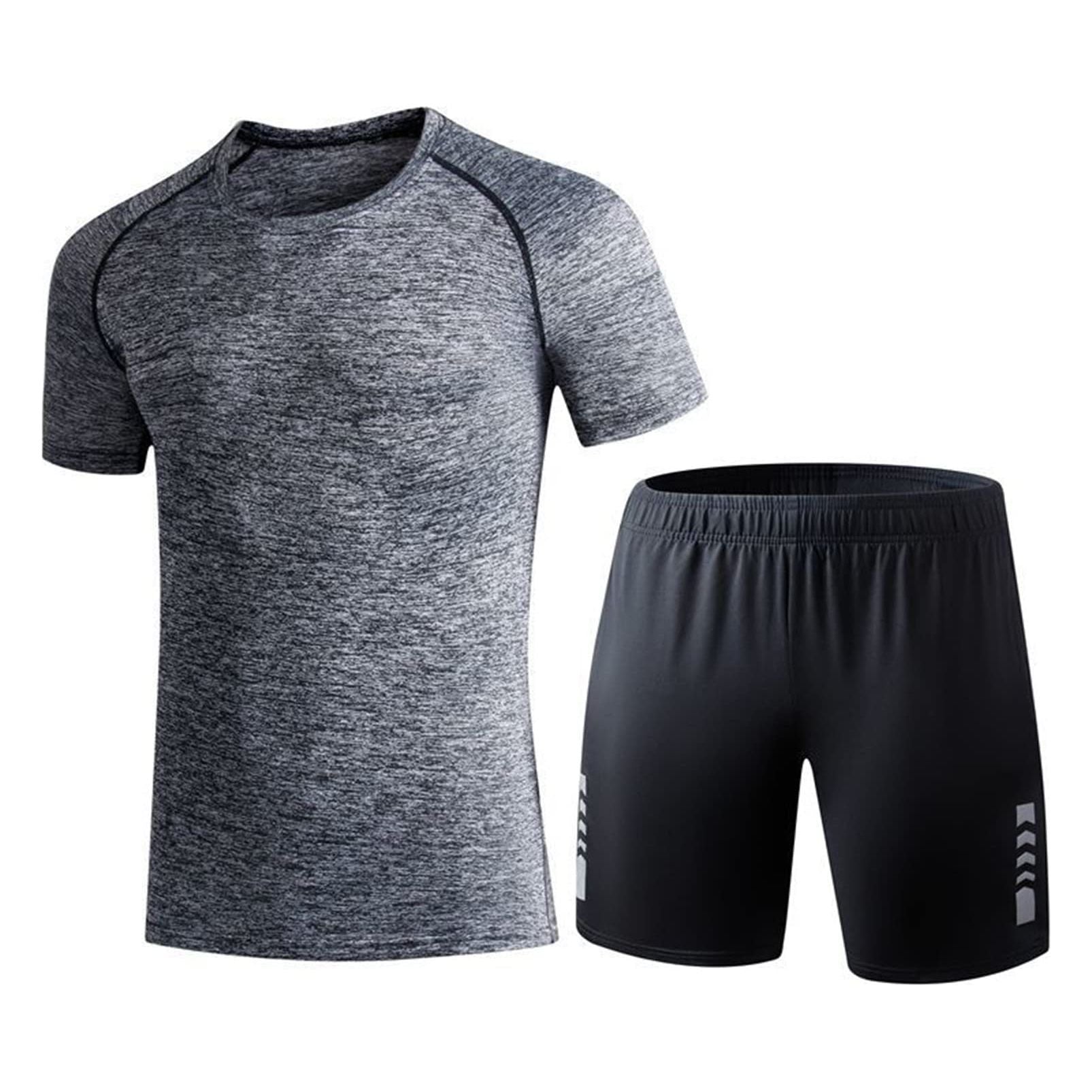 Men's Workout Clothes Athletic Shorts Shirt Set for Basketball Football Gym Sports.