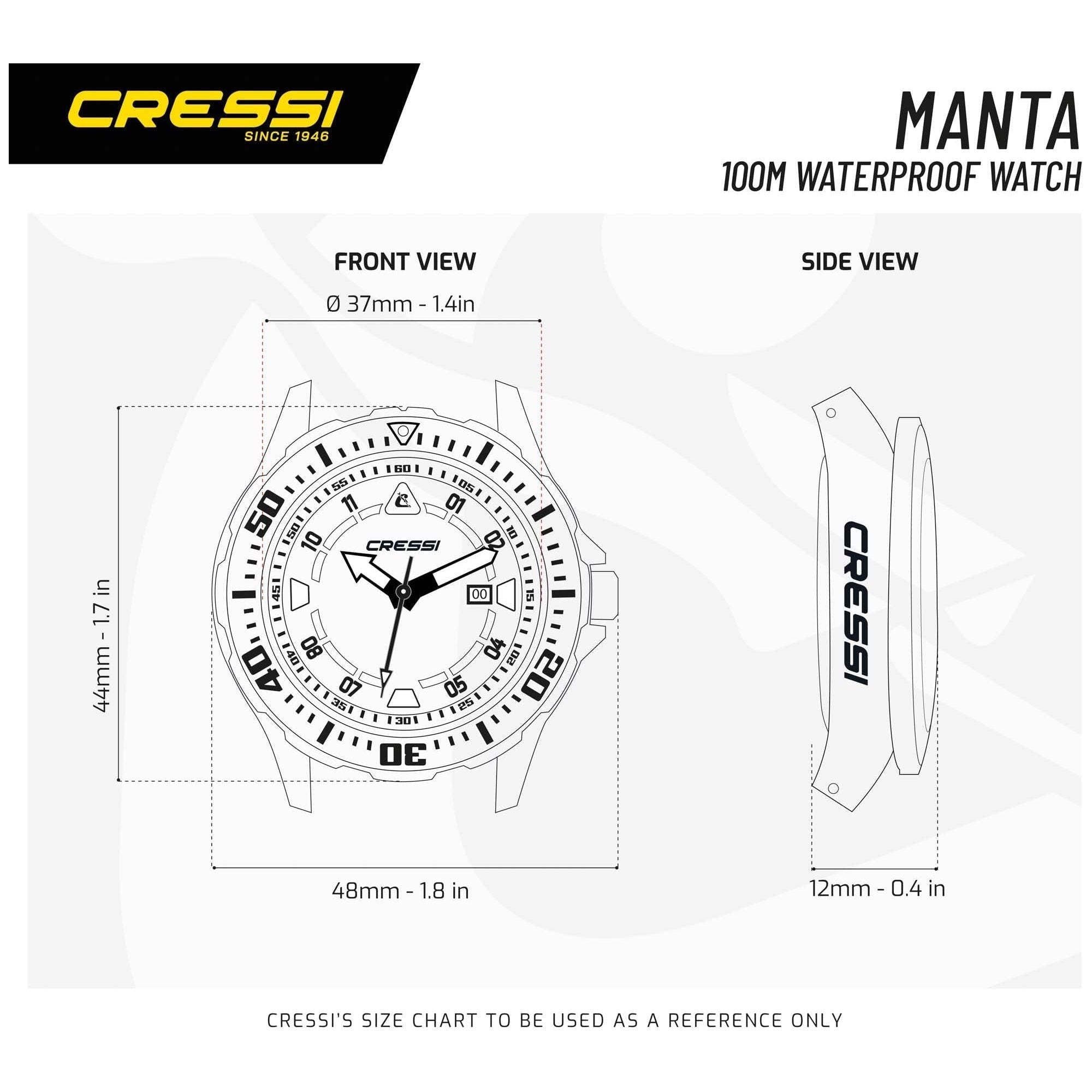 Cressi Manta Coloroma Professional Dive Watch with Mineral Glass Waterproof 100 m/10 ATM
