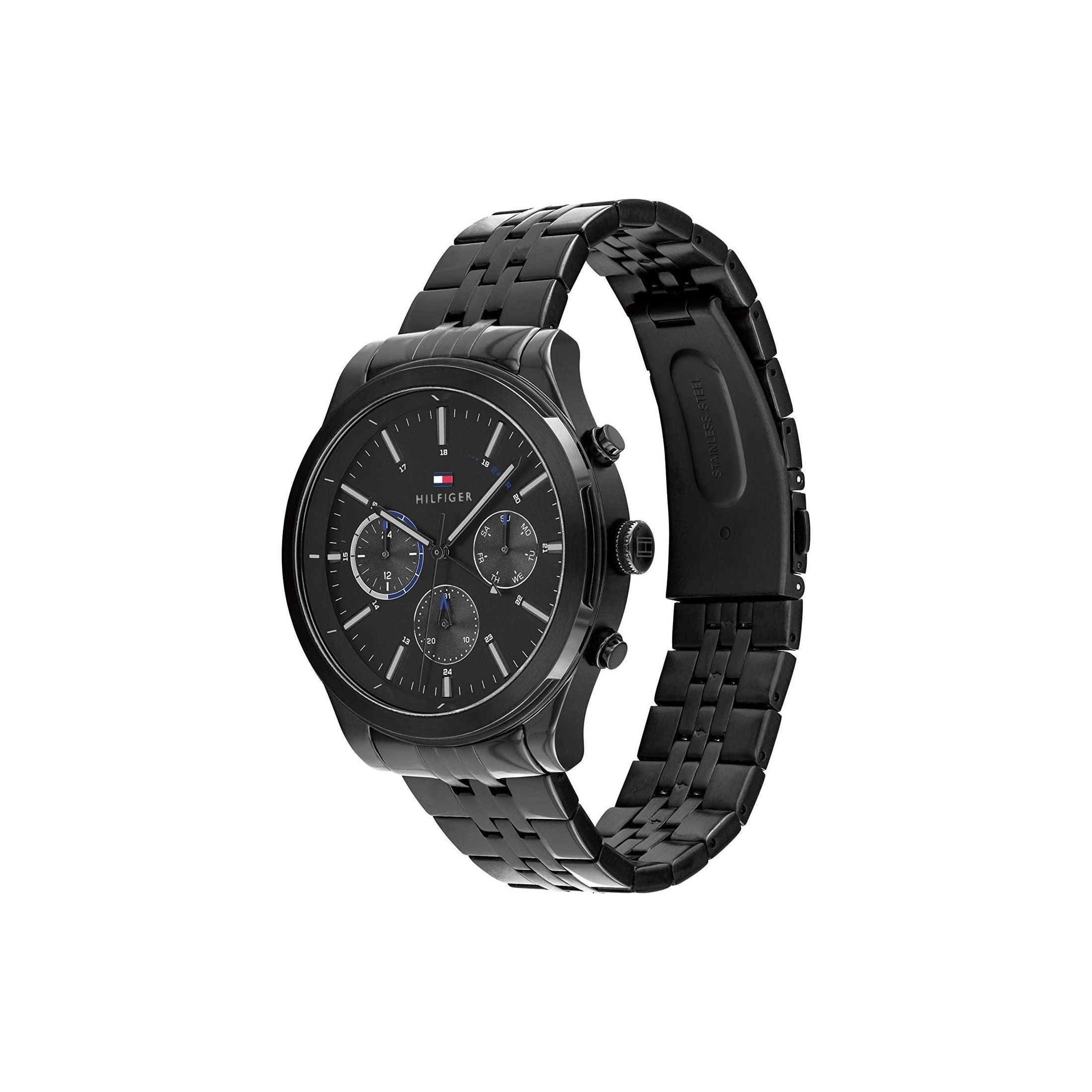 Tommy Hilfiger men's Black Dial Ionic Plated Steel Watch - 1791738