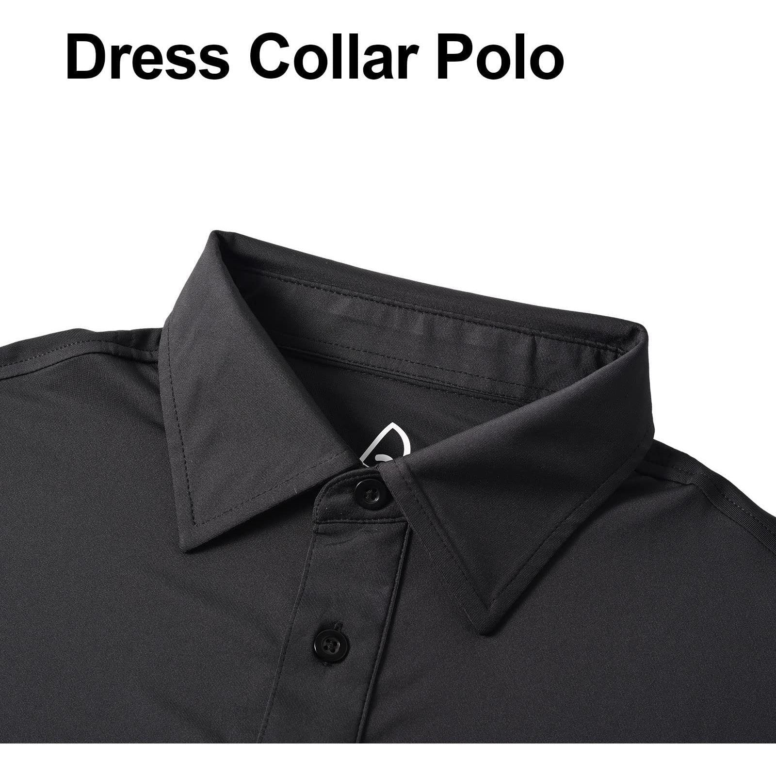 DEOLAX Mens Shirts Solid Color Dress Collar Mens Polo Shirts Short Sleeve Slim Fit Mens Golf Shirt