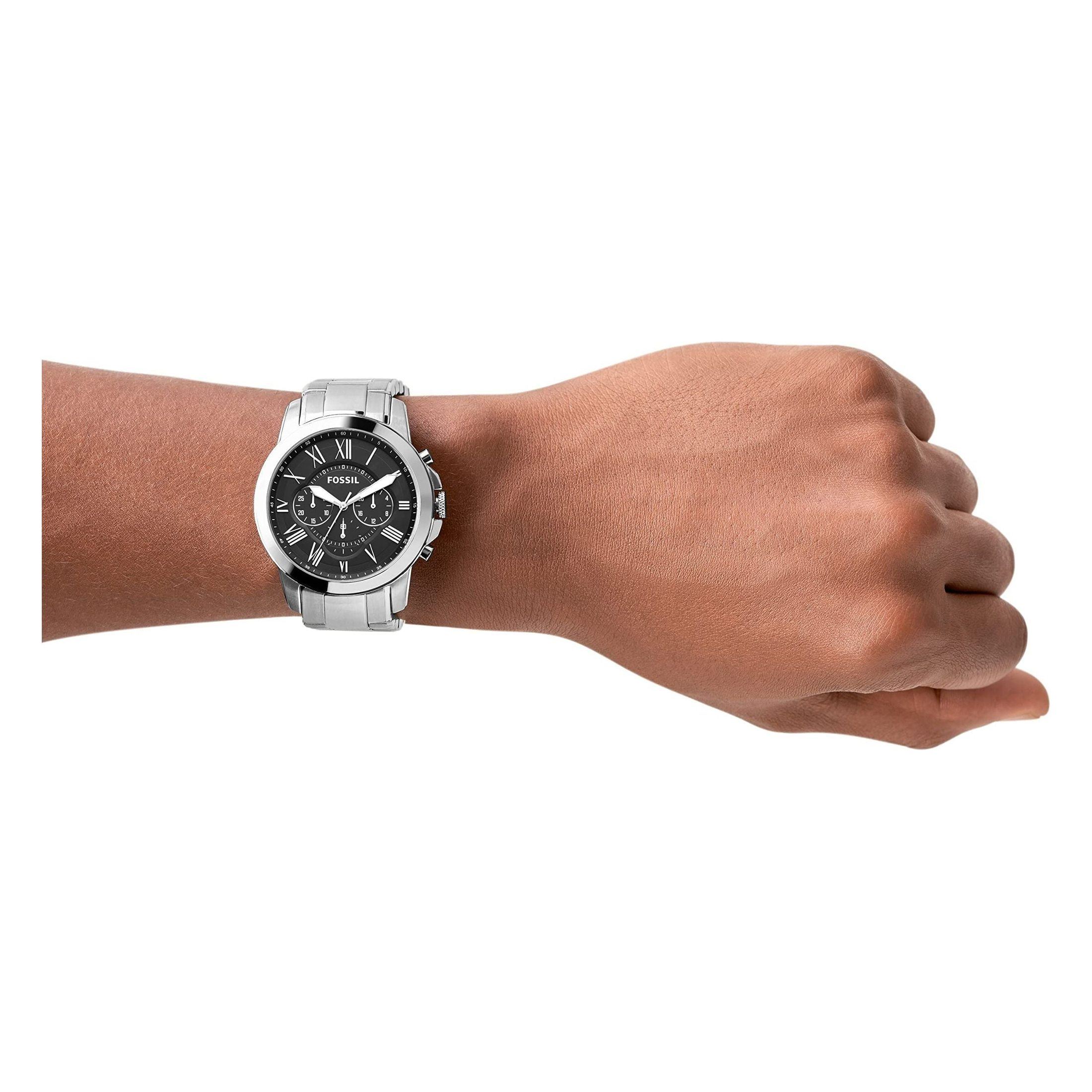 Fossil Men's 44mm Grant Roman Stainless Steel Watch