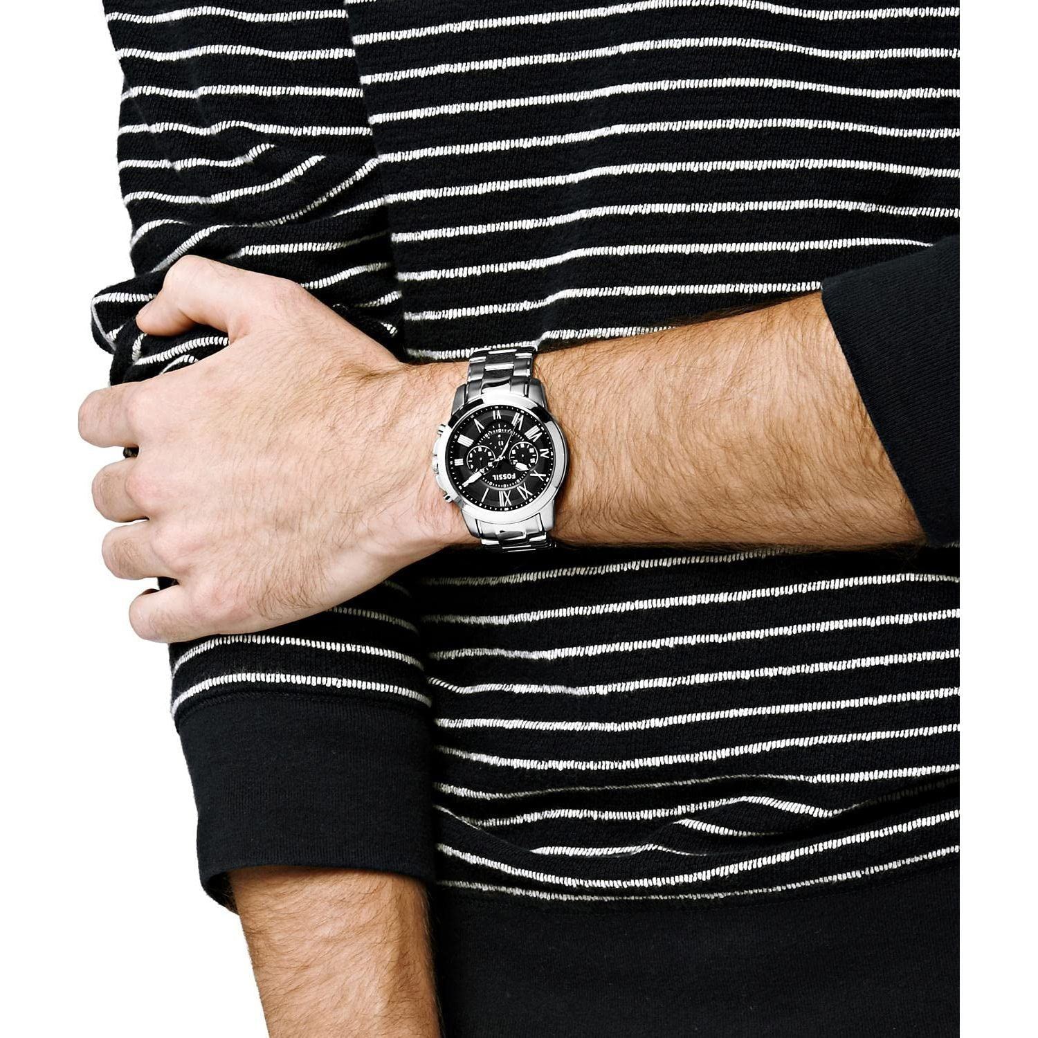 Fossil Men's 44mm Grant Roman Stainless Steel Watch