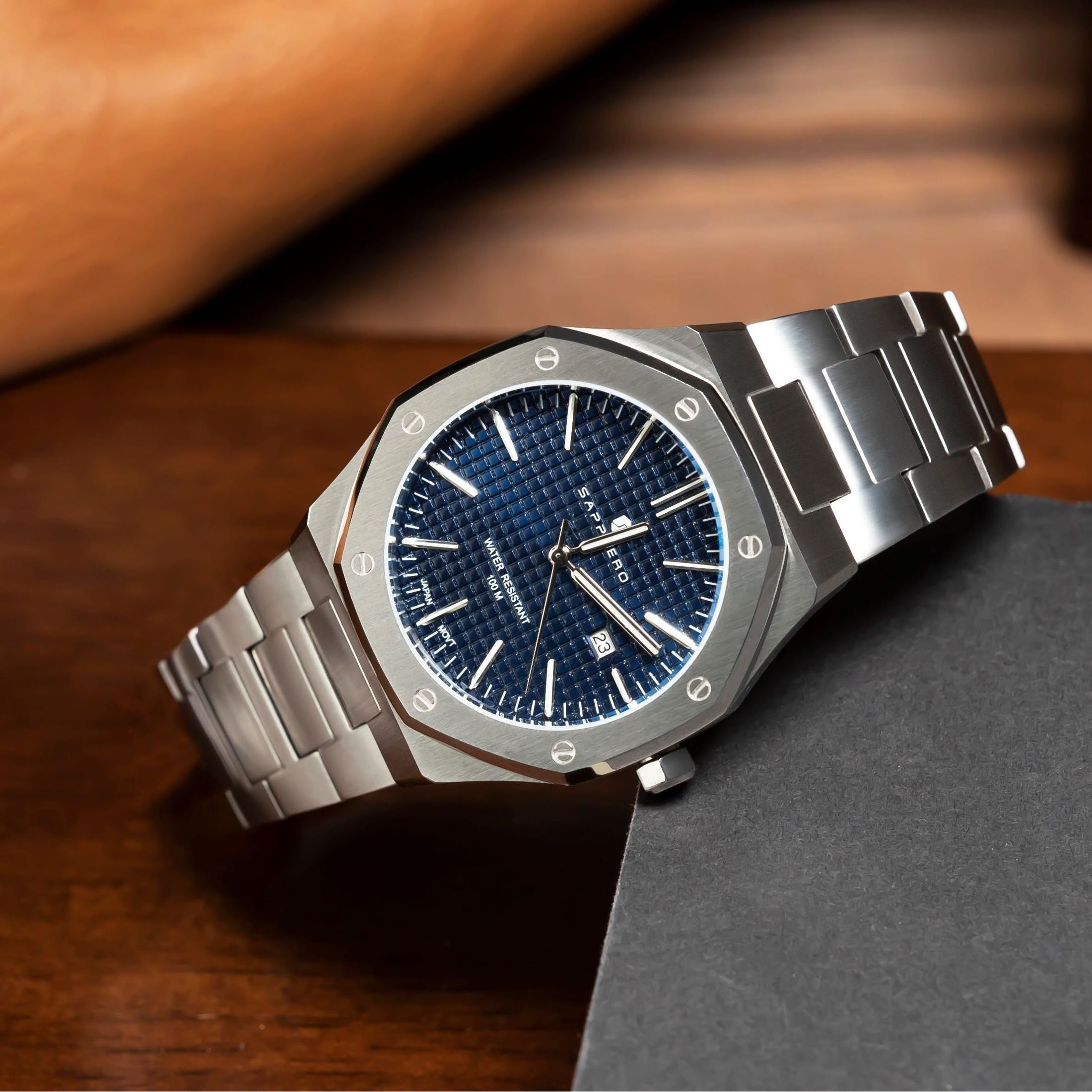 SAPPHERO Watch for Men Silver Stainless Steel Mens Watches 100M Waterproof Analog Quartz Movement Wrist Watch Gifts for Men