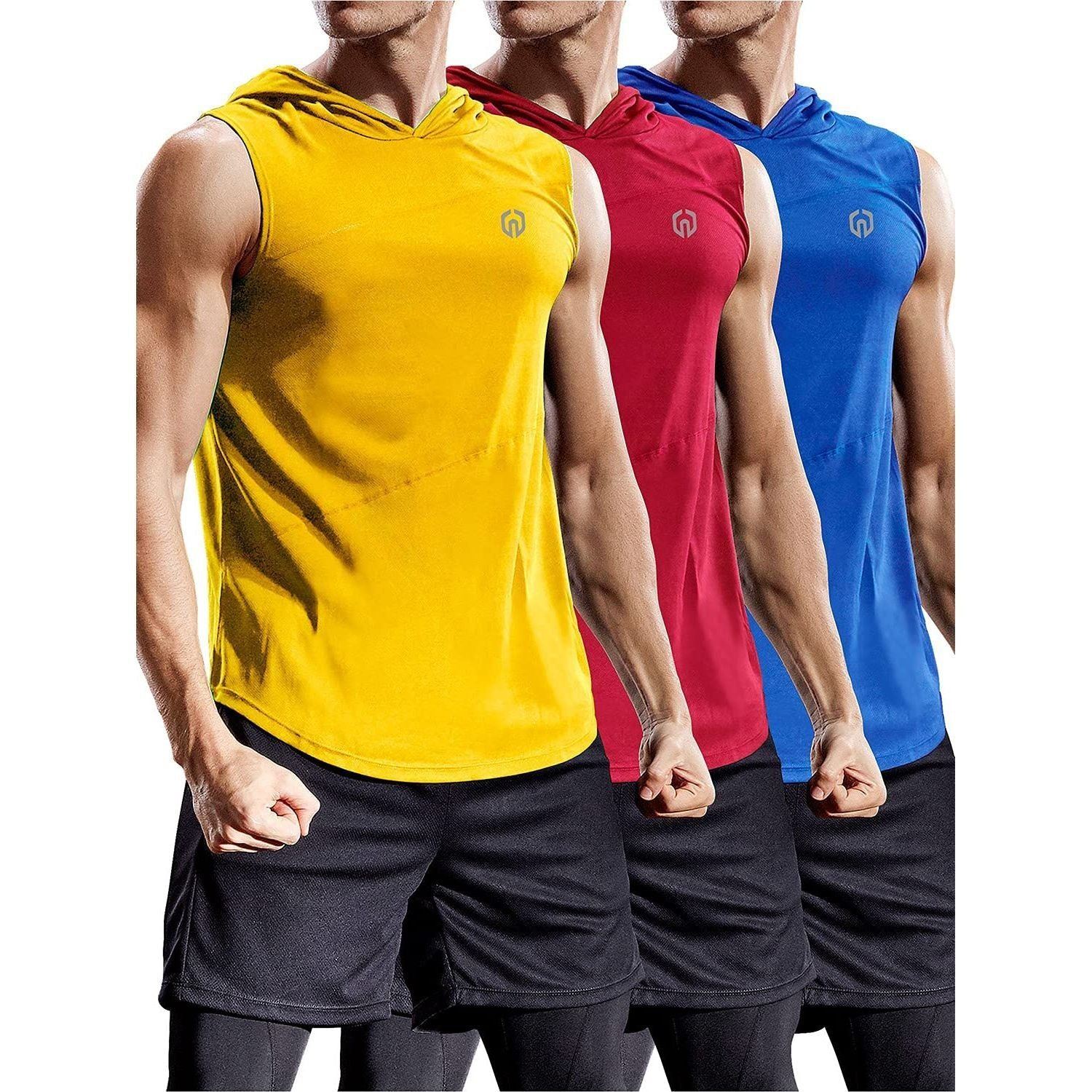 NELEUS Men's 3 Pack Dry Fit Y-Back Muscle Tank Top, 5031# 3 Pack: