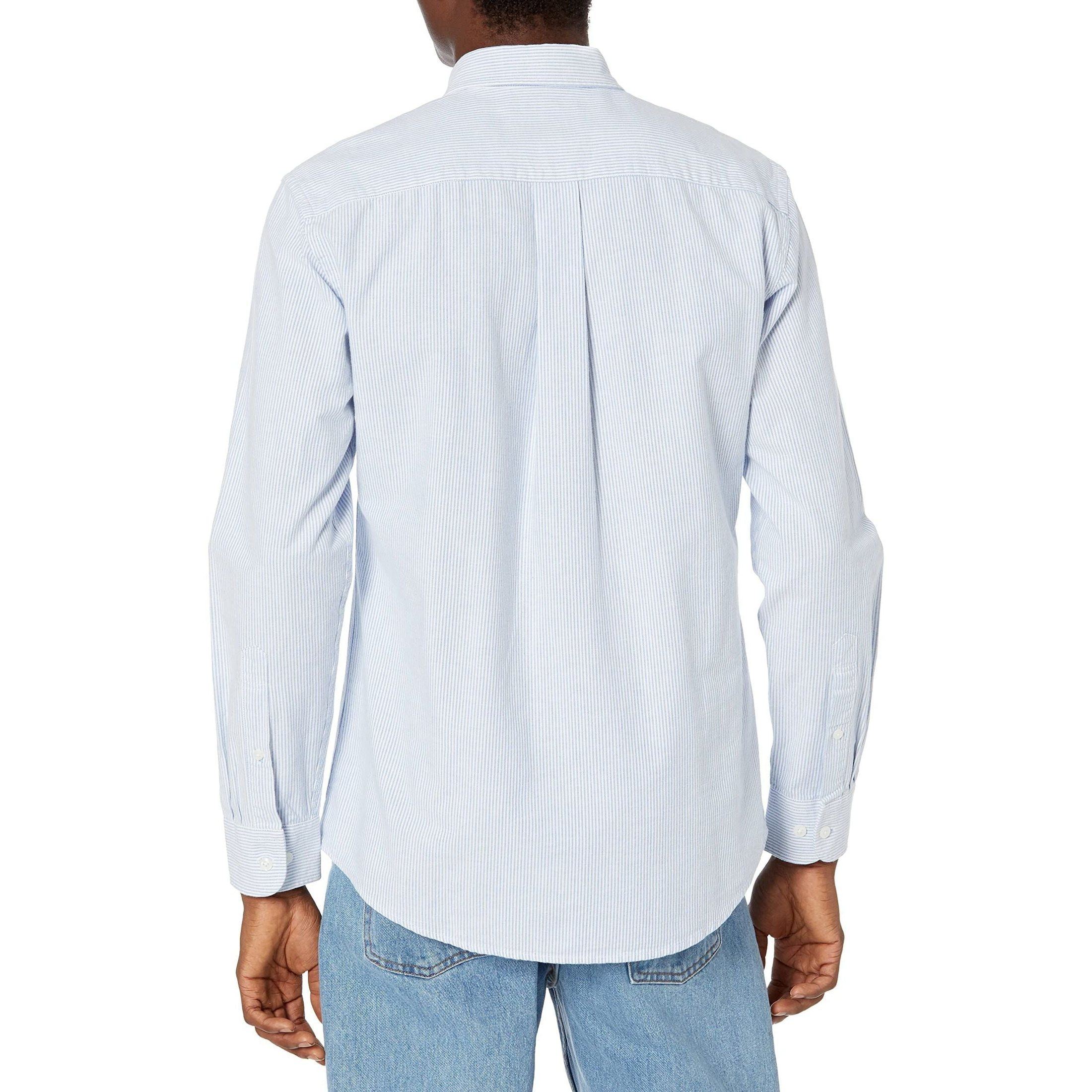 Amazon Essentials Men's Regular-Fit Long-Sleeve Oxford Shirt, Blue, Stripe, XX-Large