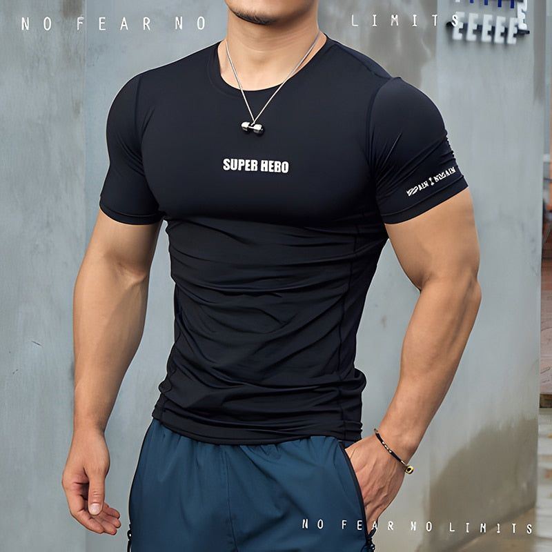 Men's Summer Casual Comfortable Tight-Fitting T-Shirt Sports Gym Sportswear Quick-Drying Breathable - Jointcorp