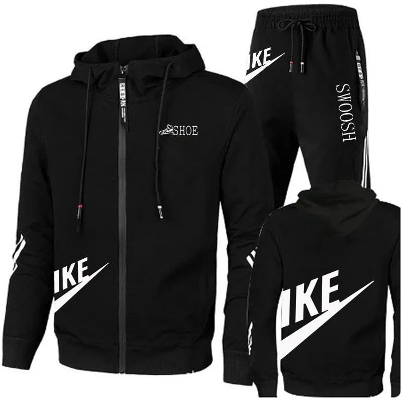 Men's two-piece set + sweatpants, printed brand zipper - Jointcorp