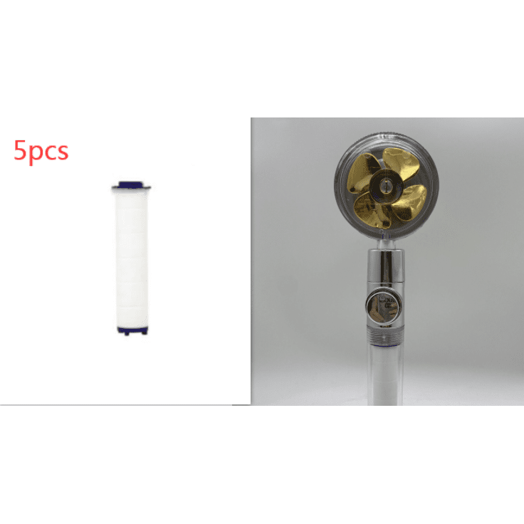 Shower Head Water Saving Flow 360 Degrees Rotating With Small Fan ABS Rain High Pressure Spray Nozzle Bathroom Accessories