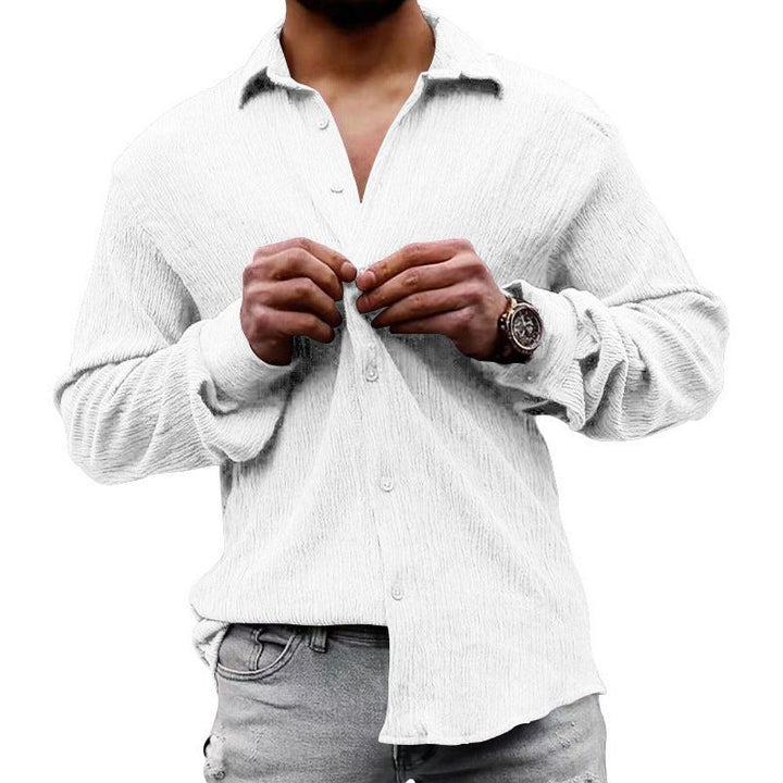 Loose Plus Size Solid Color Shirt Lapel Long Sleeve Casual Shirt - Jointcorp