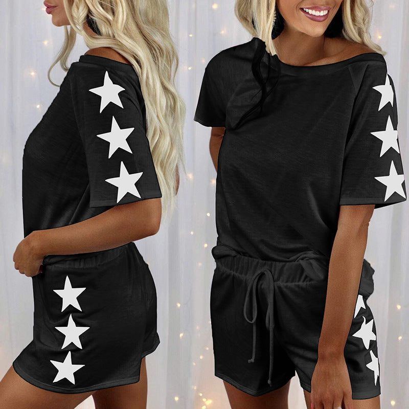 Round Neck Fashion Casual Suit Home Service Pajamas Women - Jointcorp