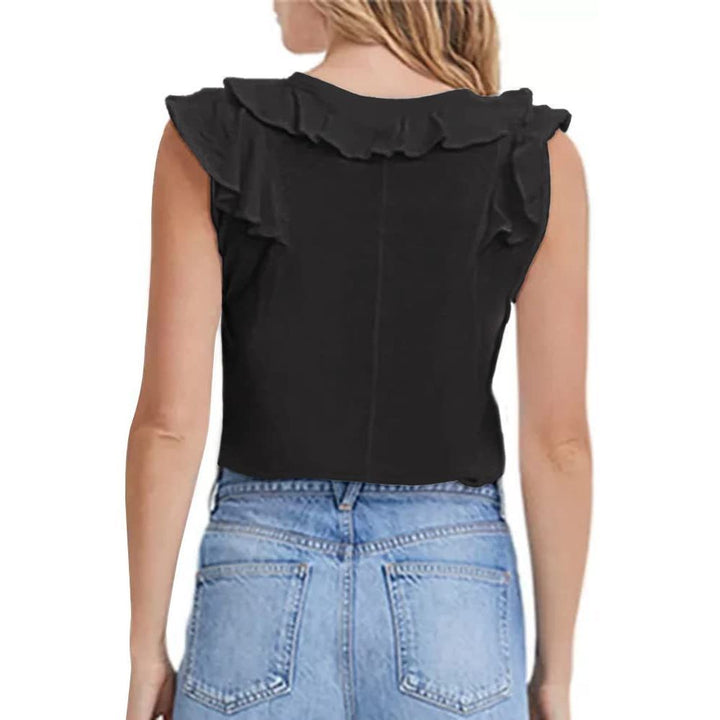 Fashion Women's Wear Ruffled V-neck T-shirt - Jointcorp