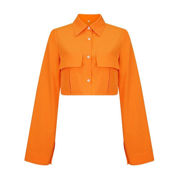 Autumn New Fashion Solid Pocket Short Shirt - Jointcorp