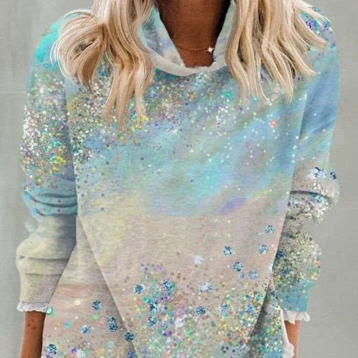 Abstract Printing Hooded Long Sleeve Sweater