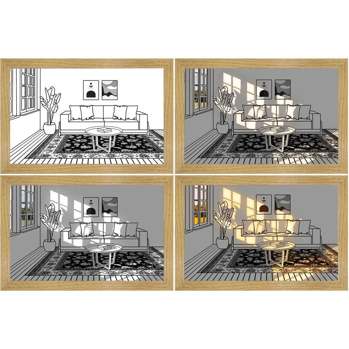 Illuminated Picture LED Decorative Light Painting Bedside Picture Style Creative Modern Simulate Sunshine Drawing Night Light Gift