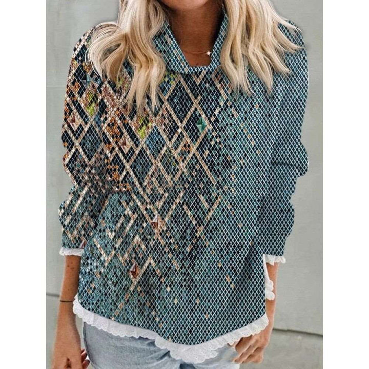 Abstract Printing Hooded Long Sleeve Sweater