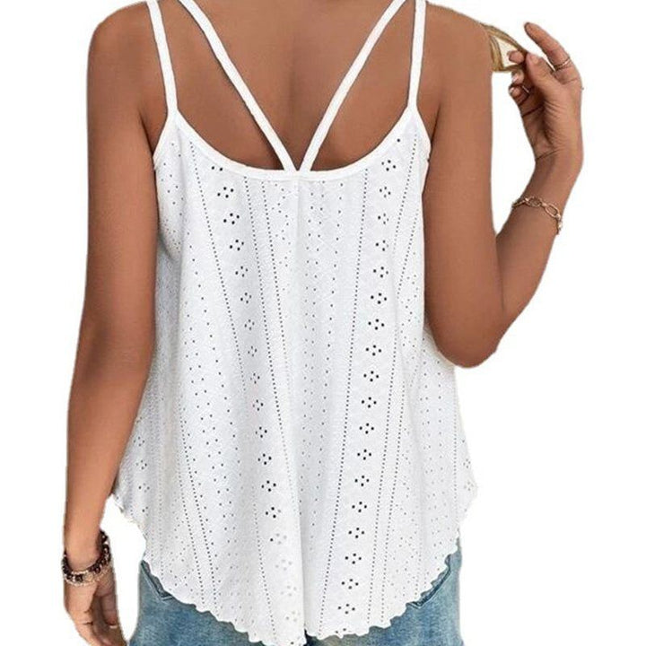Women's Fashion Simple Mesh Embroidered Strap Vest