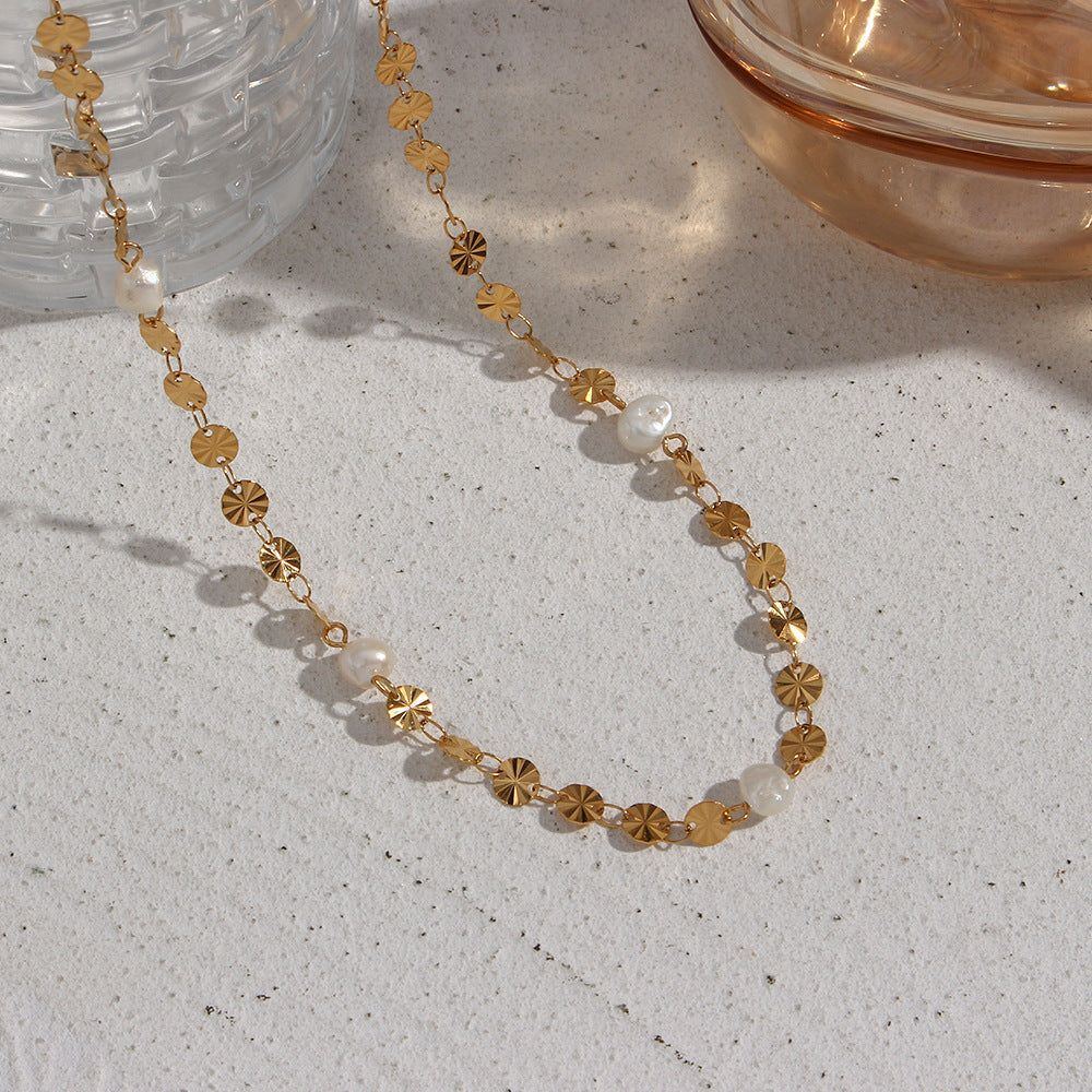 Round Snowflake Freshwater Pearl Bracelet Necklace For Women - Jointcorp