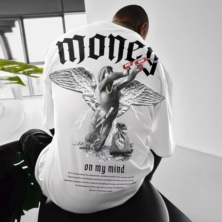 Men's Loose Money Angel Print Short Sleeve Round Neck Short Sleeve - Jointcorp