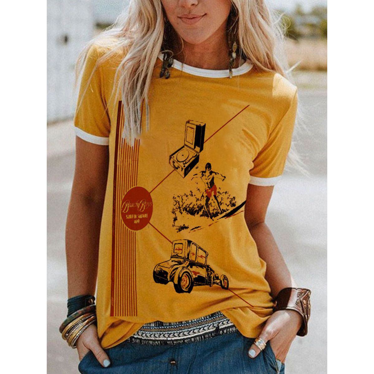 Pee Chee Folder Printed Short-sleeved T-shirt For Women
