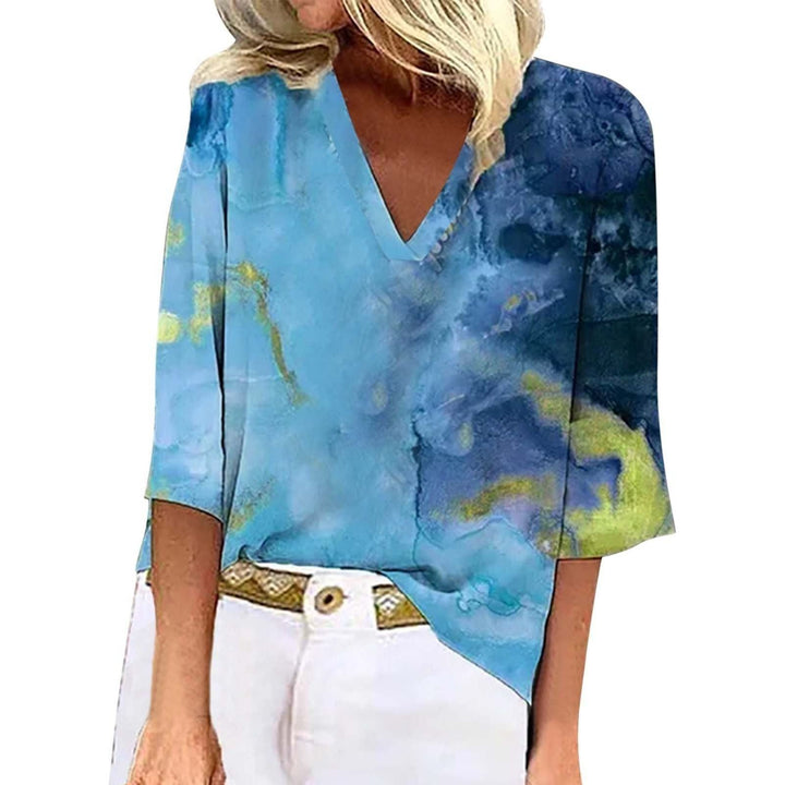 Spring And Summer New Pullover Loose Tie-dye Print T-shirt Top