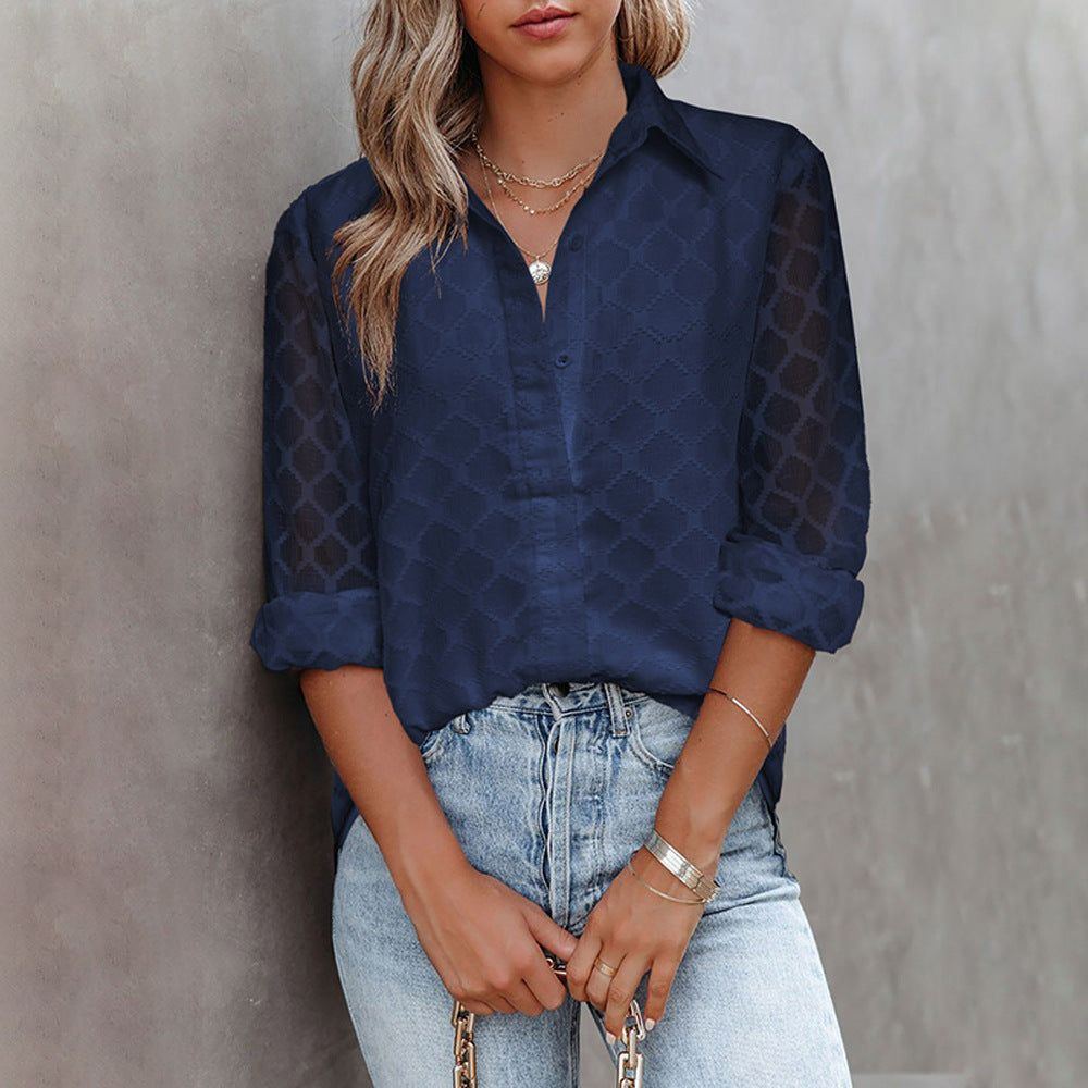 Tulle Long Sleeved Lace Shirt Women's Loose Top - Jointcorp