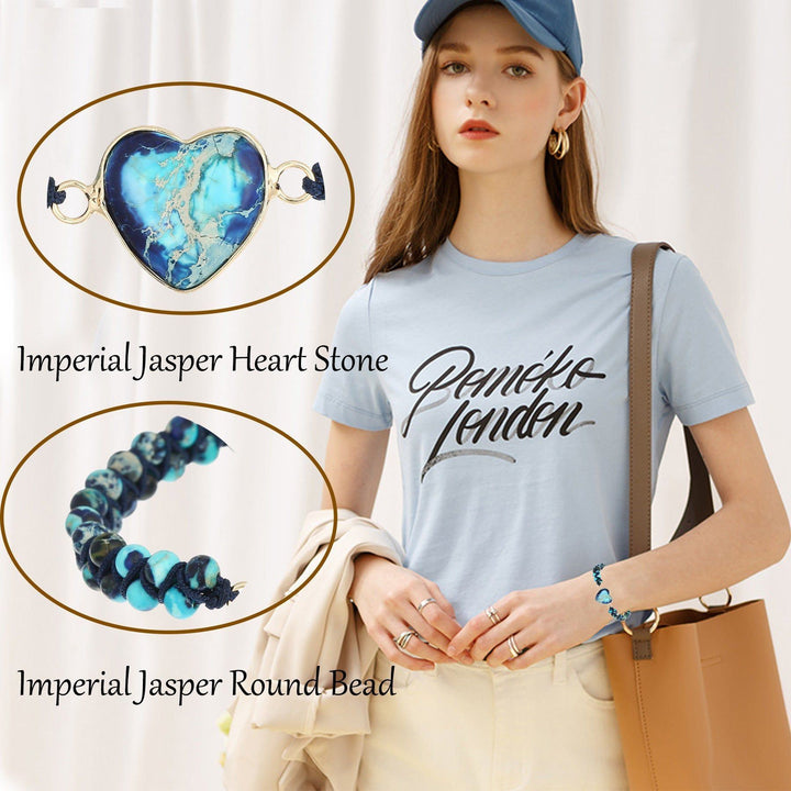 Hand-woven Double-layer Emperor Stone Winding Heart Shaped Bracelet - Jointcorp