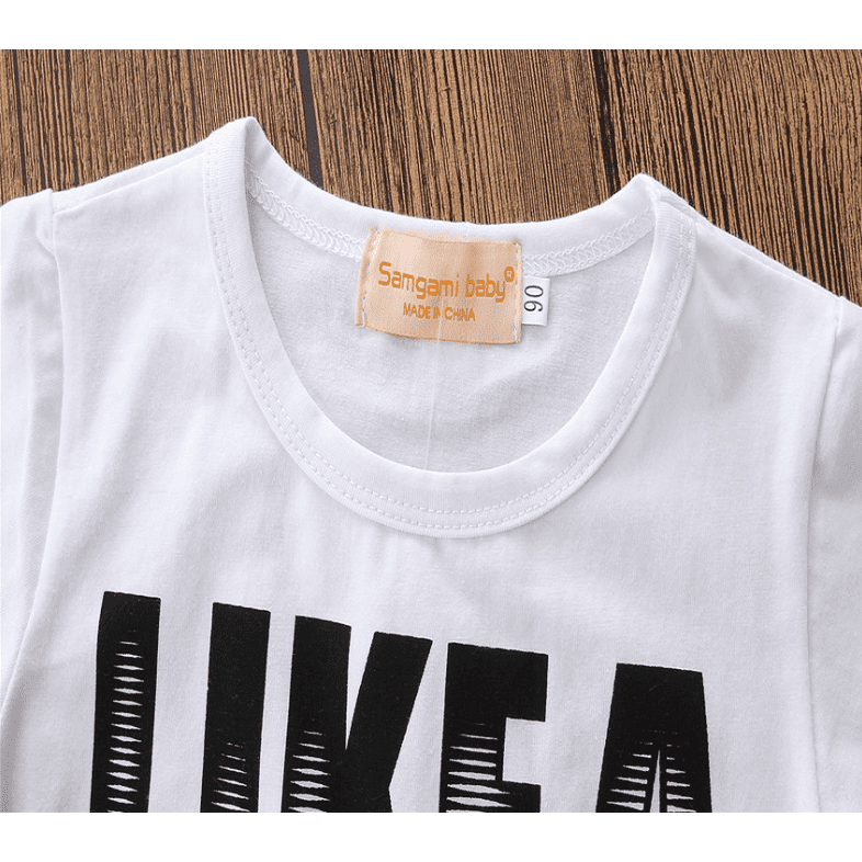 Boys' Short Sleeve Letter Denim Shorts Two-Piece Set