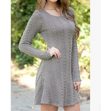 Women Causal  Short Sweater Dress Female Autumn Winter White Long Sleeve Loose knitted Sweaters Dresses - Jointcorp