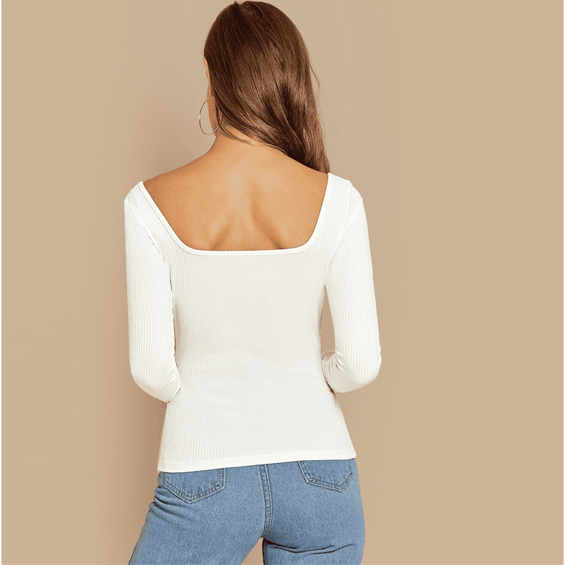 White Office Lady V Neck Pullovers Workwear Women Tshirt Top
