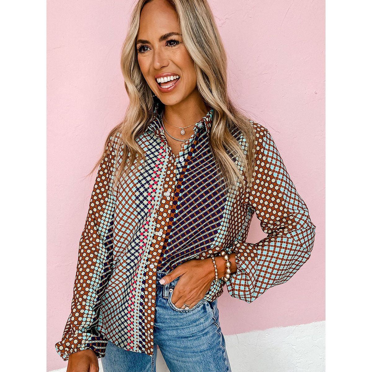 Autumn Printed Shirt: European, American Leisure, Button Long Sleeve