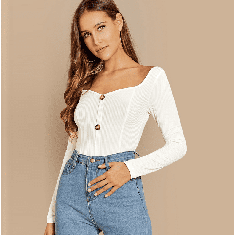 White Office Lady V Neck Pullovers Workwear Women Tshirt Top