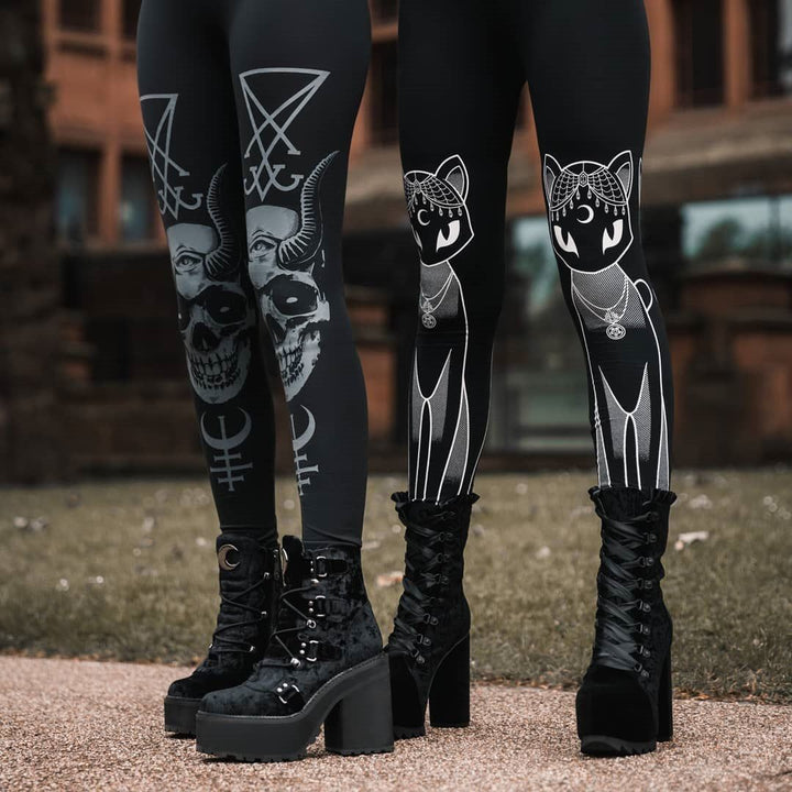 Ladies Fashion Print Gothic PUNK Sports Leggings Yoga Pants - Jointcorp