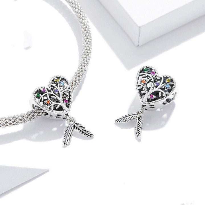 Heart-Shaped Tree Of Life Beaded S925 Sterling Silver - Jointcorp
