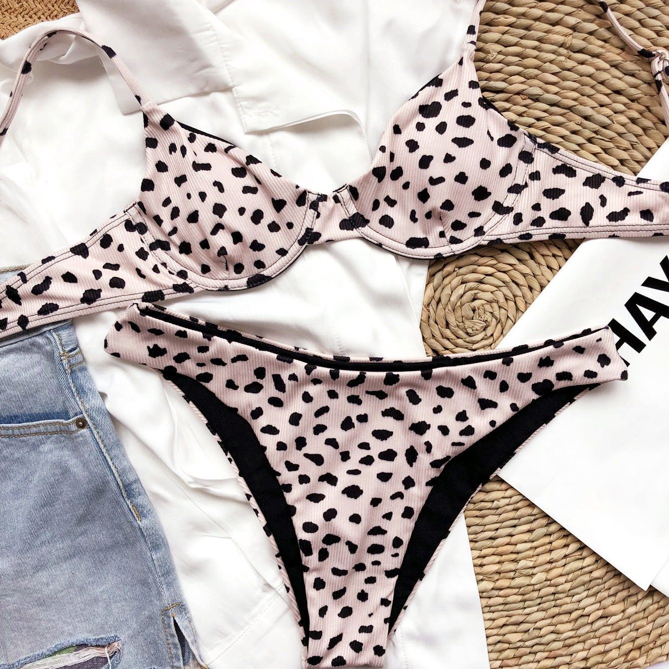 Luanguo New Small Pit Striped Leopard Dot Bikini