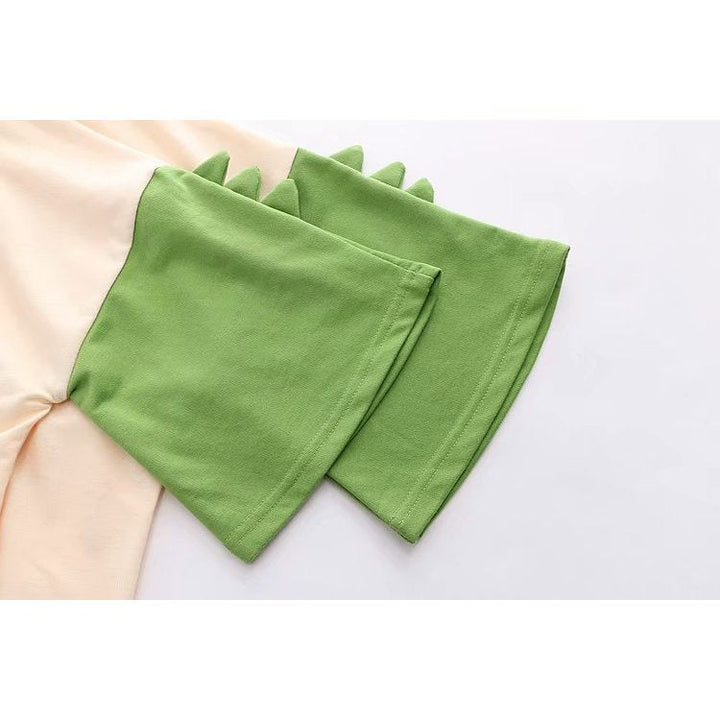 Dinosaur Print Color-Block Five-Point Sleeves