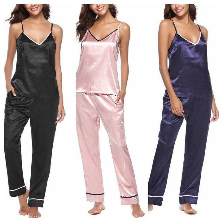 Silk Sling Plus Trousers Two-Piece Comfortable Pajamas - Jointcorp