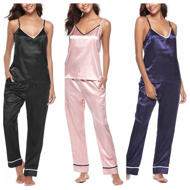 Silk Sling Plus Trousers Two-Piece Comfortable Pajamas - Jointcorp