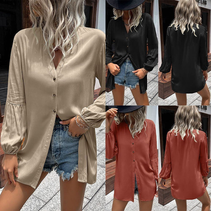 Winter New Euro-American Shirt Dress, Loose, Single-breasted.