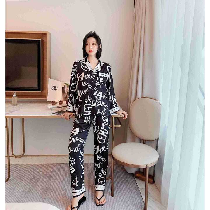 Printed pajamas spring and autumn simulation silk - Jointcorp